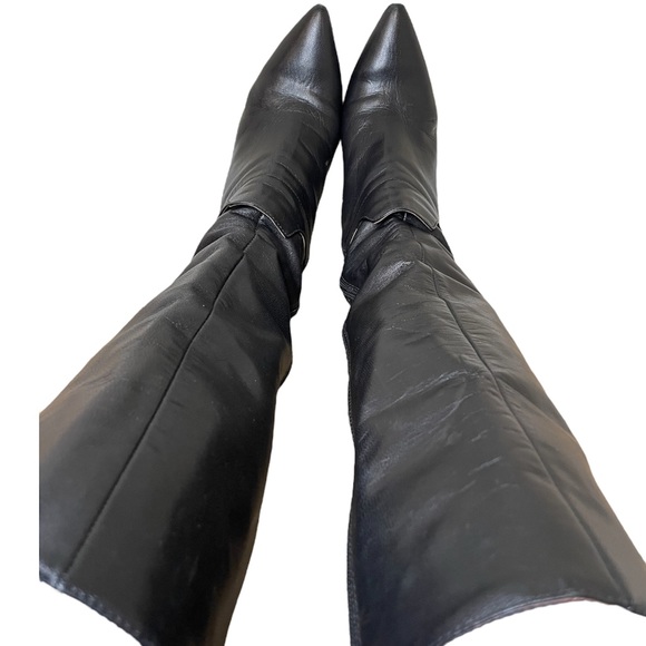 VINTAGE 90s NONE WEST KNEE HIGH HEEL BOOTS - Picture 2 of 4